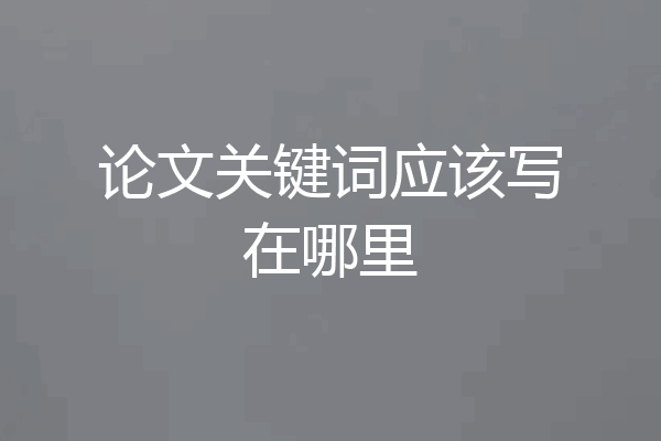 论文关键词应该写在哪里