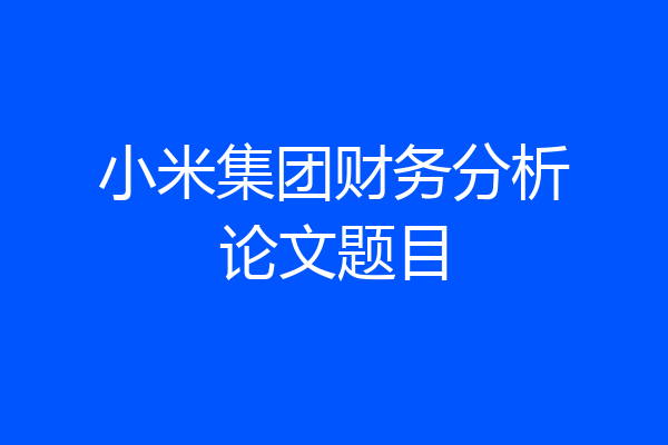 小米集团财务分析论文题目