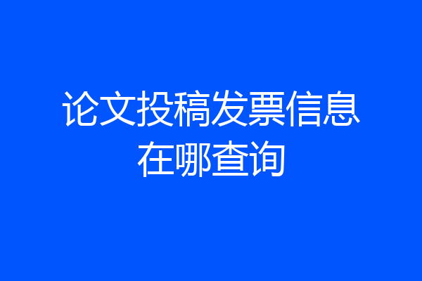 论文投稿发票信息在哪查询