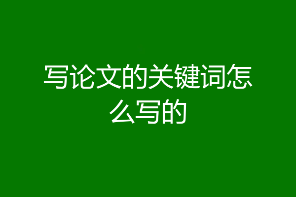 写论文的关键词怎么写的