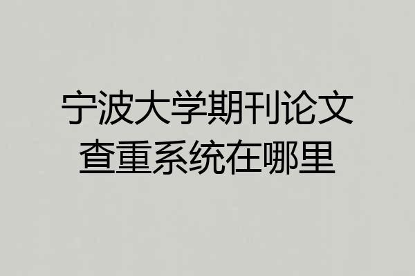宁波大学期刊论文查重系统在哪里