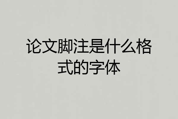 论文脚注是什么格式的字体