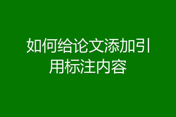 如何给论文添加引用标注内容