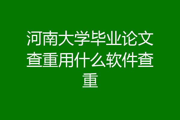 河南大学毕业论文查重用什么软件查重