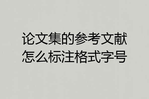 论文集的参考文献怎么标注格式字号