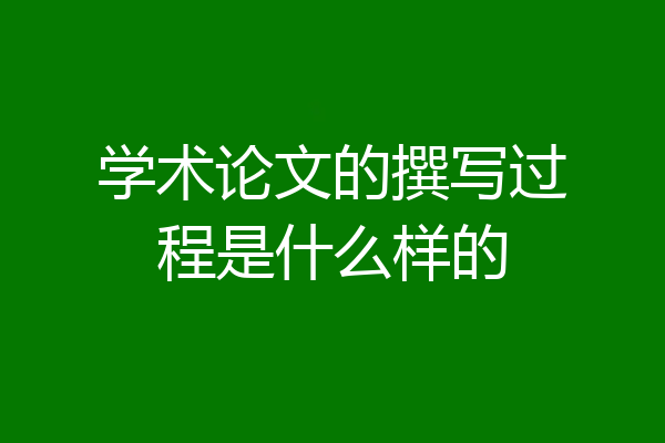 学术论文的撰写过程是什么样的