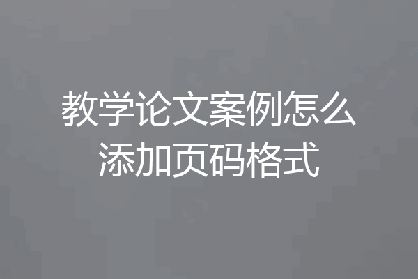 教学论文案例怎么添加页码格式