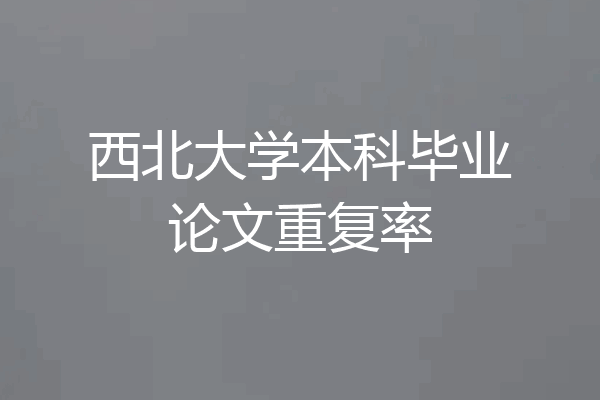 西北大学本科毕业论文重复率