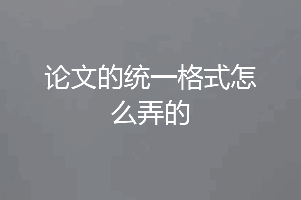 论文的统一格式怎么弄的