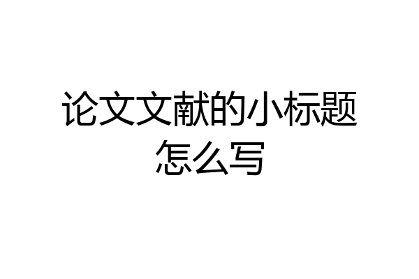 论文文献的小标题怎么写