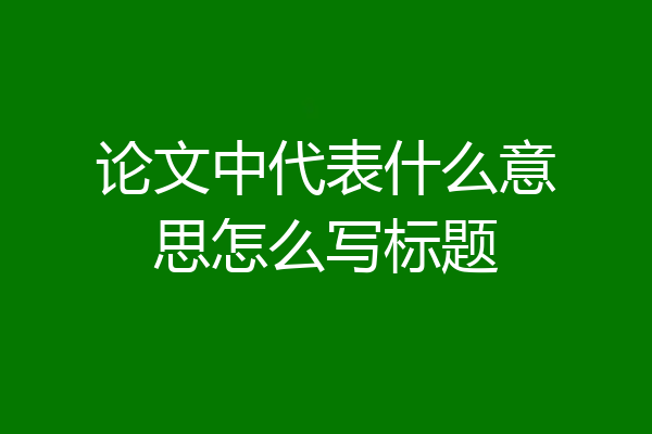 论文中代表什么意思怎么写标题