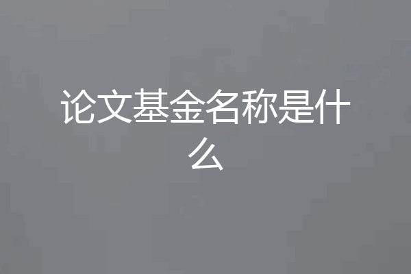 论文基金名称是什么