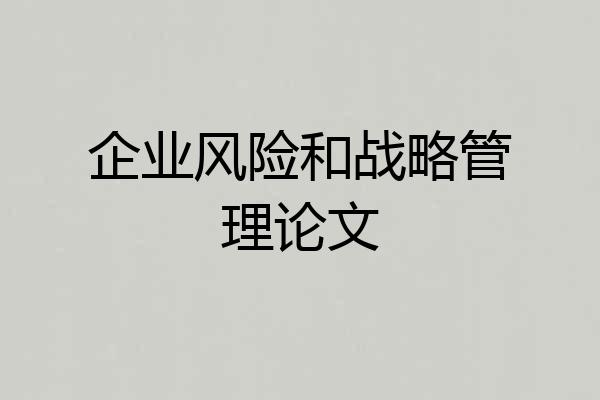 企业风险和战略管理论文