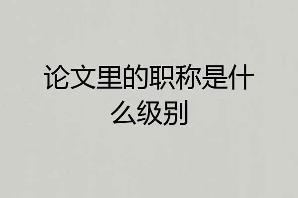 论文里的职称是什么级别