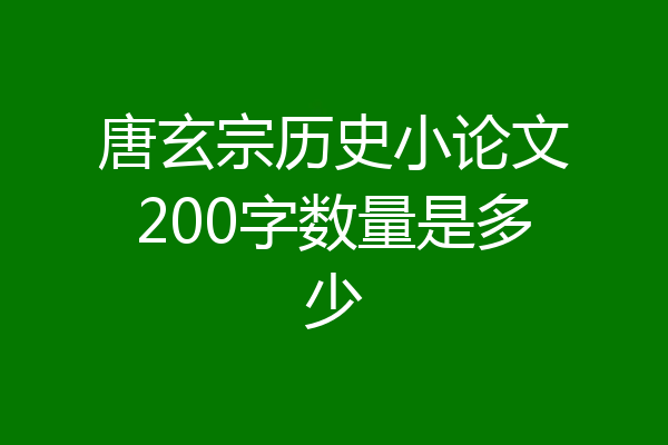 唐玄宗历史小论文200字数量是多少