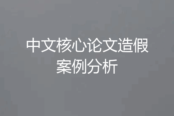 中文核心论文造假案例分析