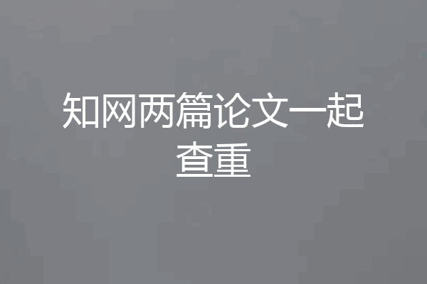 知网两篇论文一起查重