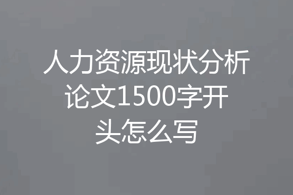 人力资源现状分析论文1500字开头怎么写