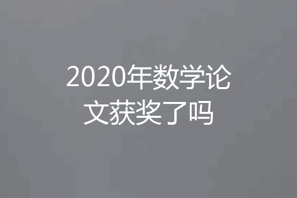 2020年数学论文获奖了吗