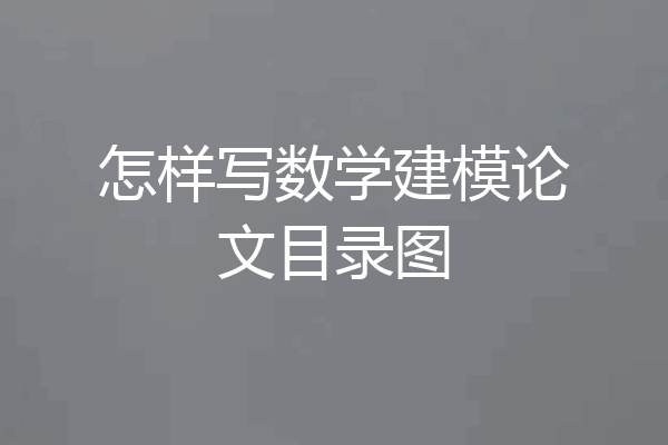 怎样写数学建模论文目录图