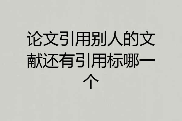 论文引用别人的文献还有引用标哪一个
