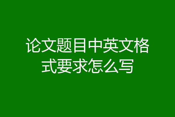 论文题目中英文格式要求怎么写