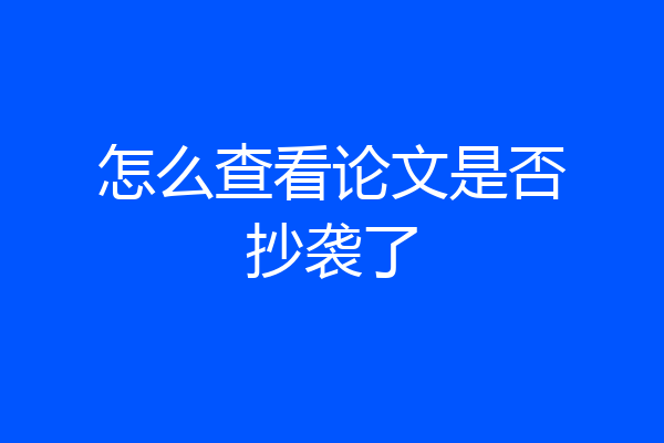 怎么查看论文是否抄袭了