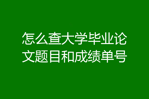 怎么查大学毕业论文题目和成绩单号