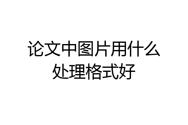 论文中图片用什么处理格式好