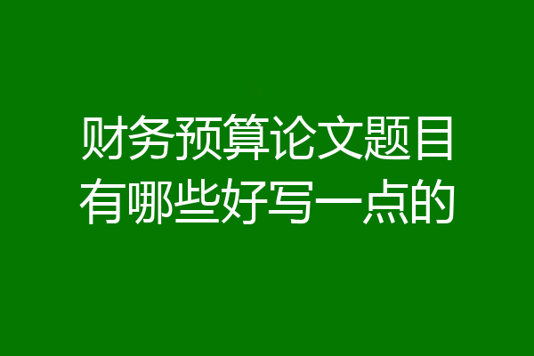 财务预算论文题目有哪些好写一点的
