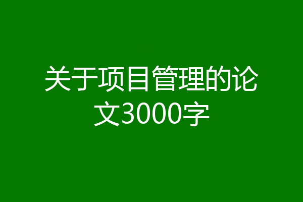 关于项目管理的论文3000字