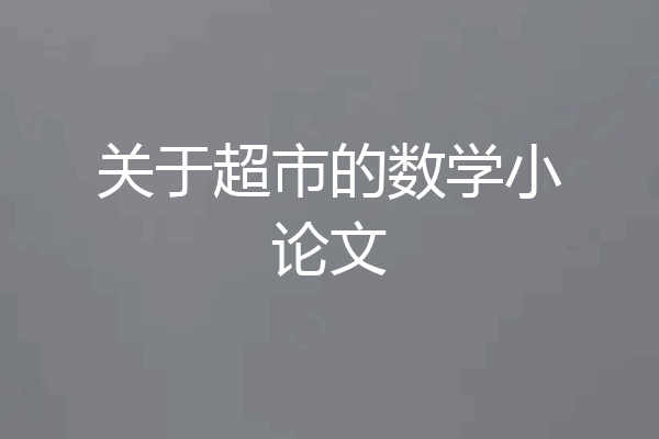 关于超市的数学小论文