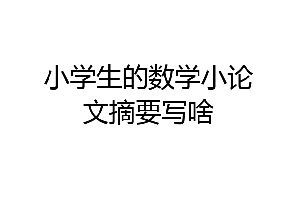 小学生的数学小论文摘要写啥