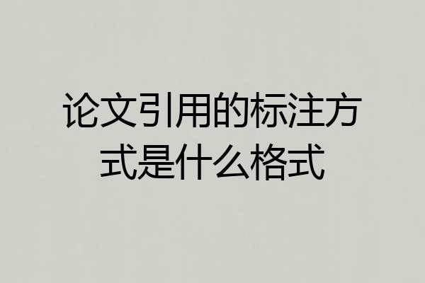论文引用的标注方式是什么格式
