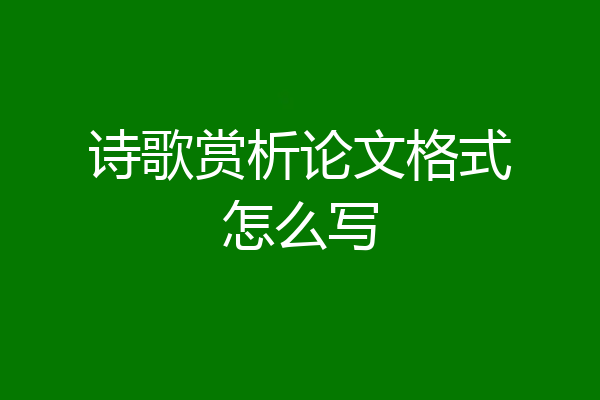 诗歌赏析论文格式怎么写