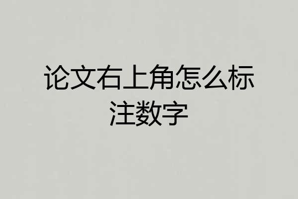 论文右上角怎么标注数字