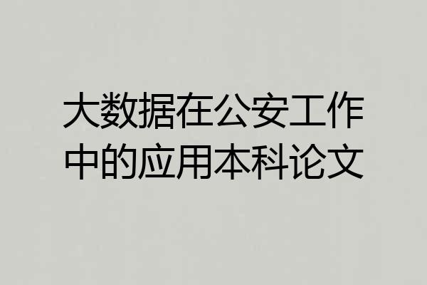 大数据在公安工作中的应用本科论文