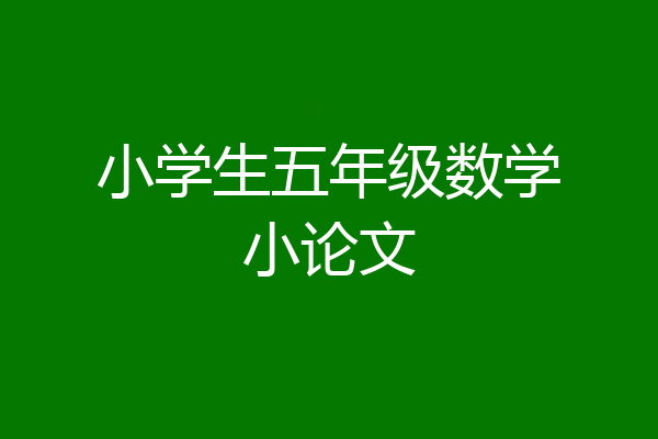 小学生五年级数学小论文