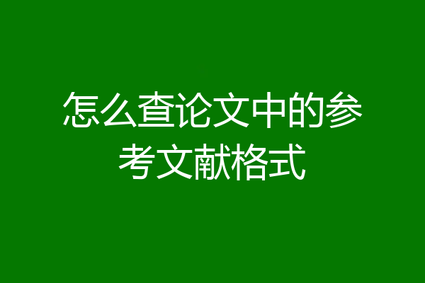 怎么查论文中的参考文献格式