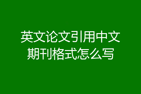 英文论文引用中文期刊格式怎么写