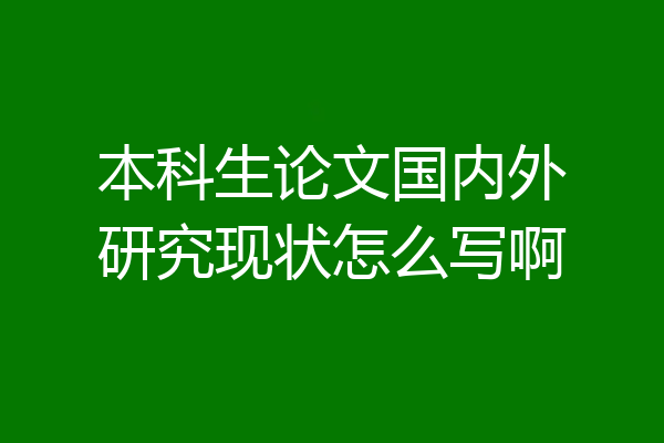 本科生论文国内外研究现状怎么写啊