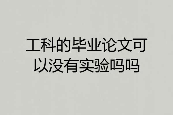 工科的毕业论文可以没有实验吗吗