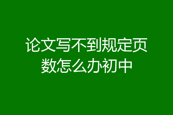 论文写不到规定页数怎么办初中