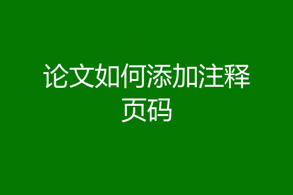论文如何添加注释页码