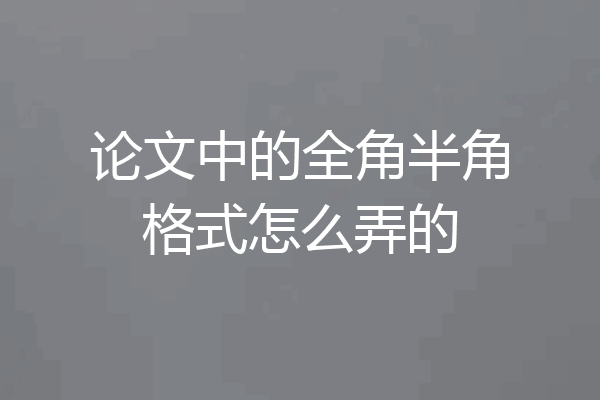 论文中的全角半角格式怎么弄的