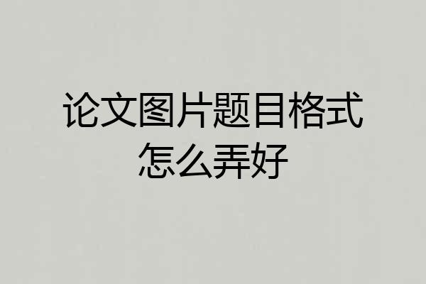 论文图片题目格式怎么弄好