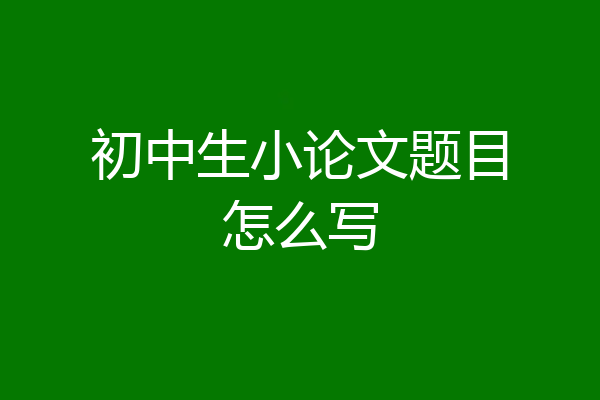 初中生小论文题目怎么写