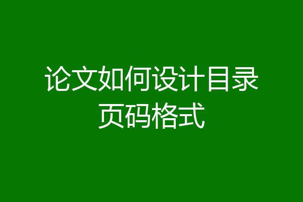 论文如何设计目录页码格式