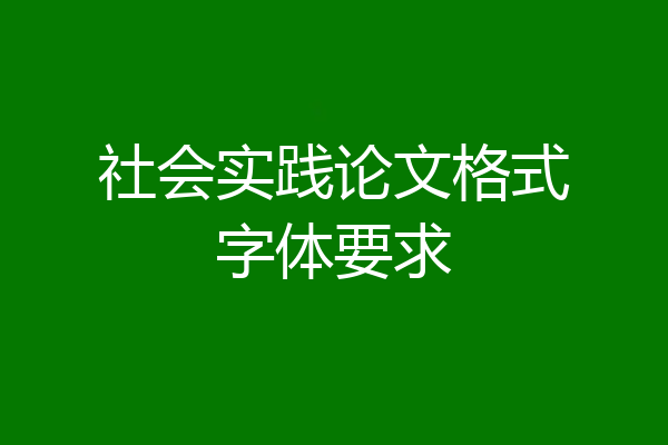 社会实践论文格式字体要求