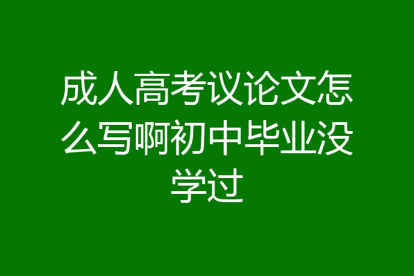 成人高考议论文怎么写啊初中毕业没学过